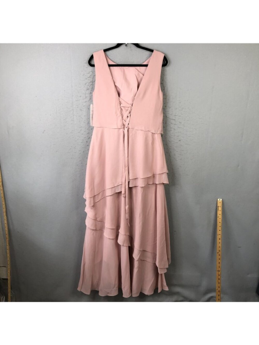 Bridesmaid Dress Womens 16 Pink Sleeveless Layered Chiffon Formal Corset Back - Picture 2 of 16